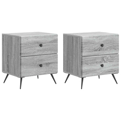 Nattduksbord med låda 2 pcs Grå sonoma-ek 43 x 34,5 x 47,5 cm