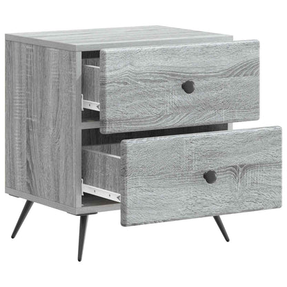 Nattduksbord med låda 2 pcs Grå sonoma-ek 43 x 34,5 x 47,5 cm