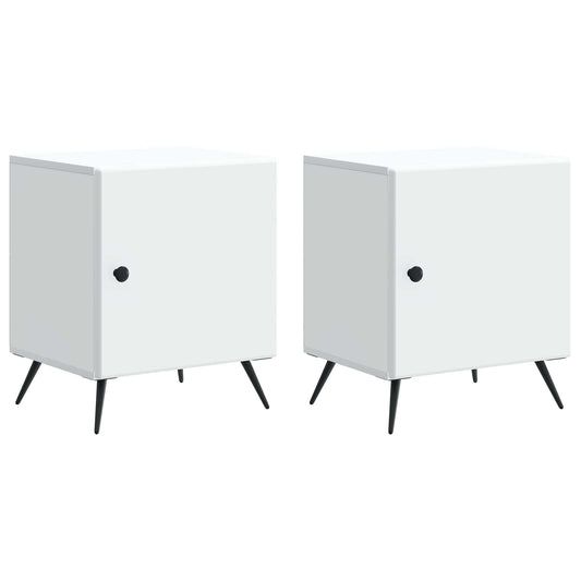 Nattduksbord 2 pcs Vit 43 x 34,5 x 50 cm Konstruerat trä