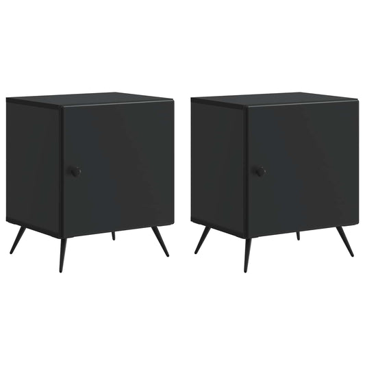Nattduksbord 2 pcs Svart 43 x 34,5 x 50 cm Konstruerat trä
