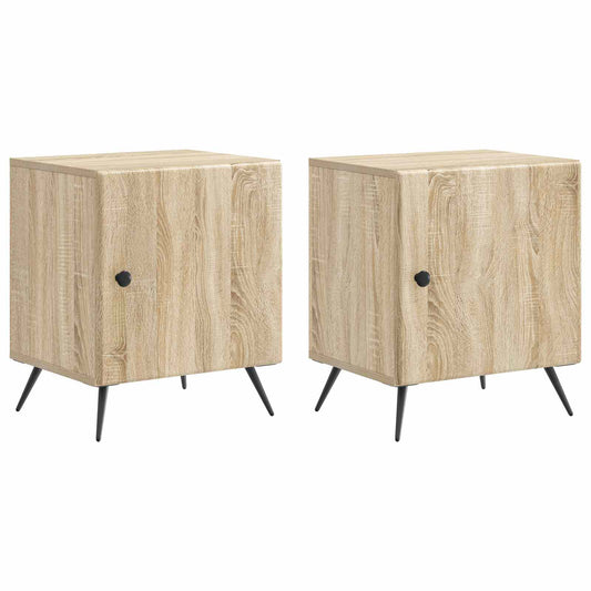 Nattduksbord 2 pcs Sonoma-ek 43 x 34,5 x 50 cm Konstruerat trä