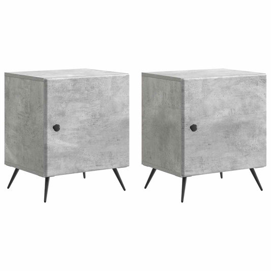 Nattduksbord 2 pcs Betonggrå 43 x 34,5 x 50 cm Konstruerat trä