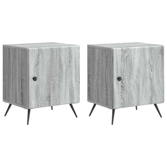 Nattduksbord 2 pcs Grå sonoma-ek 43 x 34,5 x 50 cm
