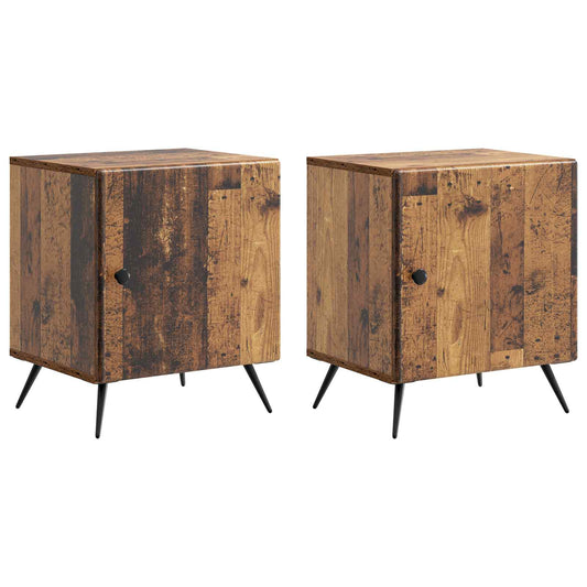 Nattduksbord 2 pcs Gammalt trä 43 x 34,5 x 50 cm