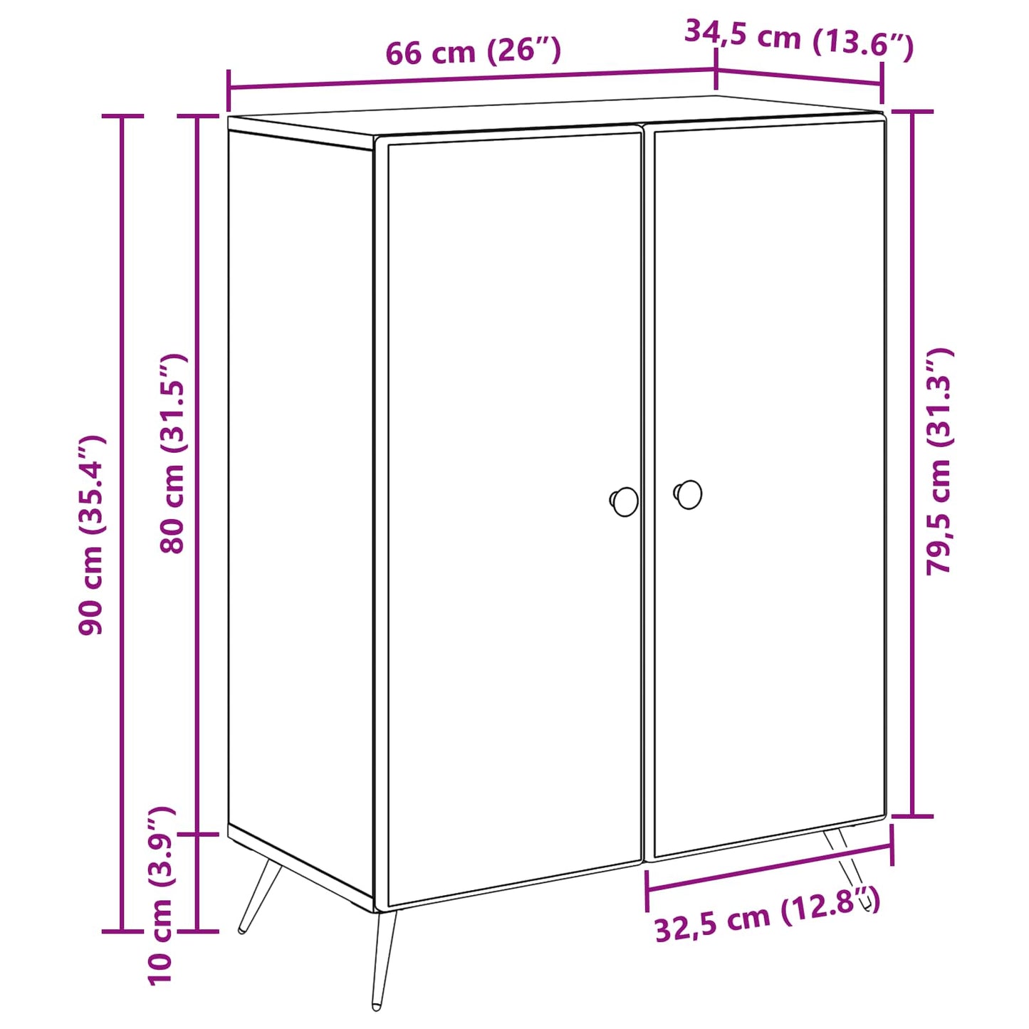 Sideboard Grå sonoma-ek 66 x 34,5 x 90 cm Konstruerat trä