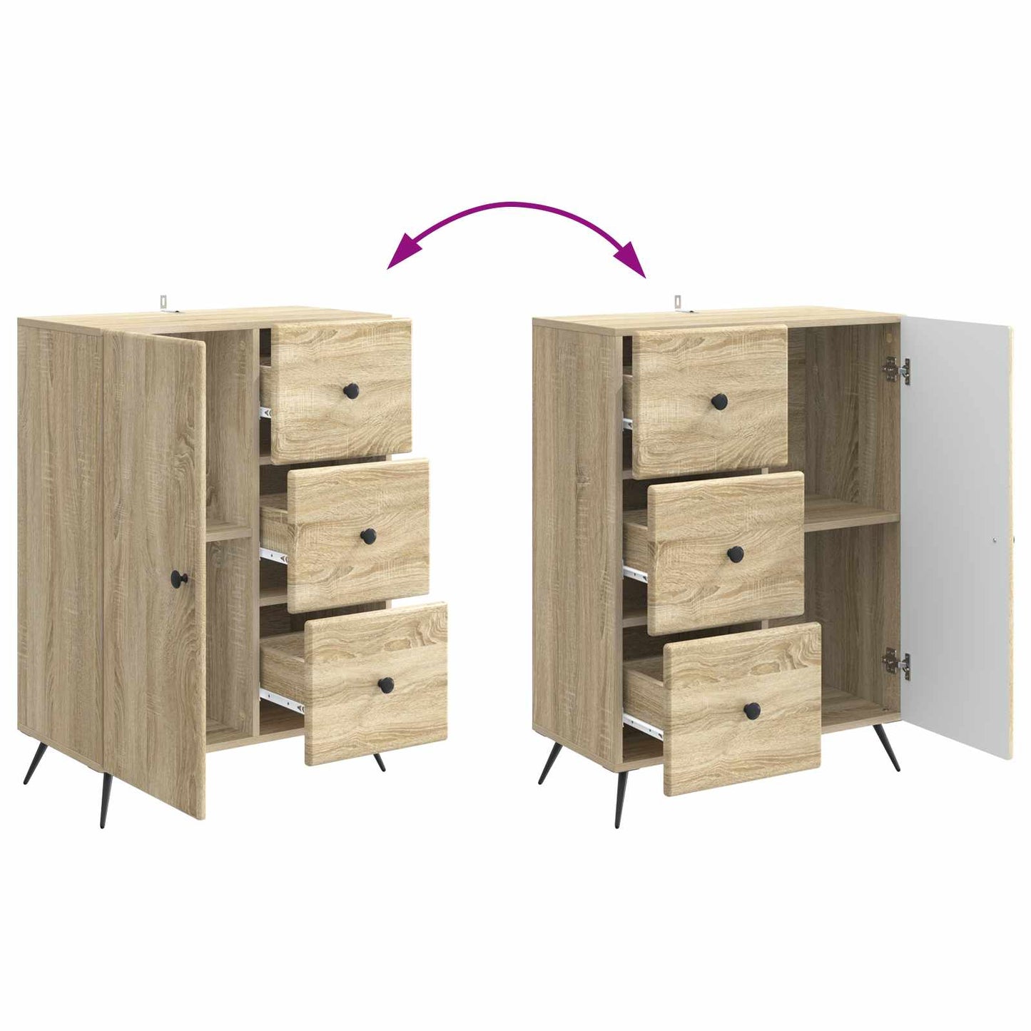 Sideboard med låda Sonoma-ek 66 x 34,5 x 90 cm Konstruerat trä