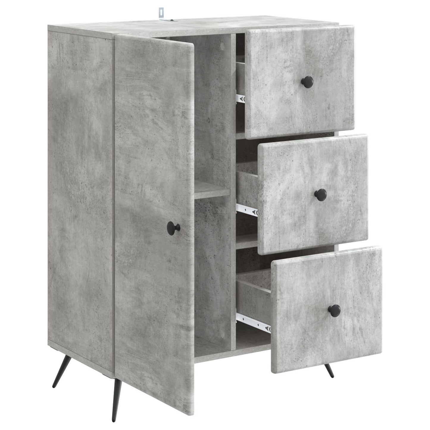 Sideboard med låda Betonggrå 66 x 34,5 x 90 cm Konstruerat trä