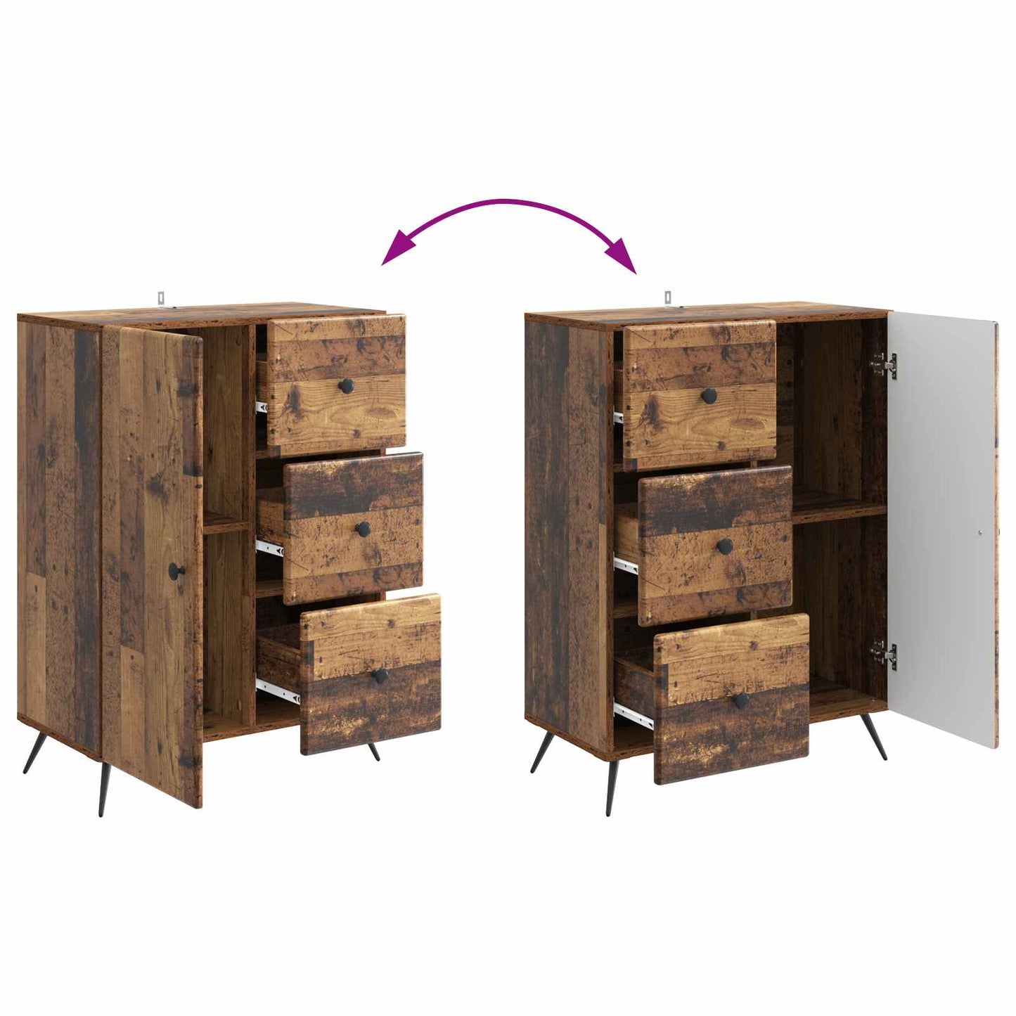Sideboard Gammalt trä 66 x 34,5 x 90 cm Konstruerat trä