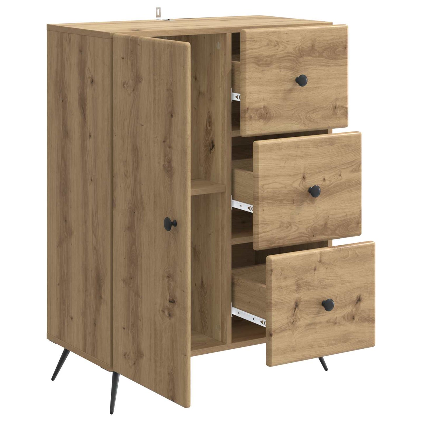 Sideboard med låda Artisan-ek 66 x 34,5 x 90 cm Konstruerat trä