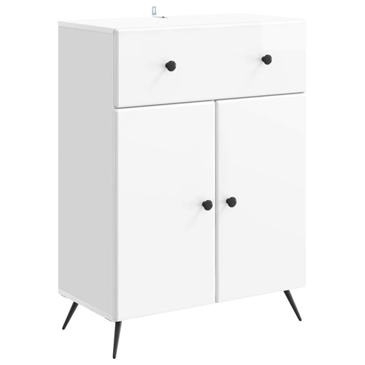 Sideboard Vit högglans 66 x 34,5 x 90 cm Konstruerat trä