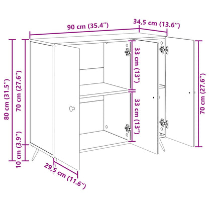 Sideboard Sonoma-ek 89 x 34,5 x 80 cm Konstruerat trä