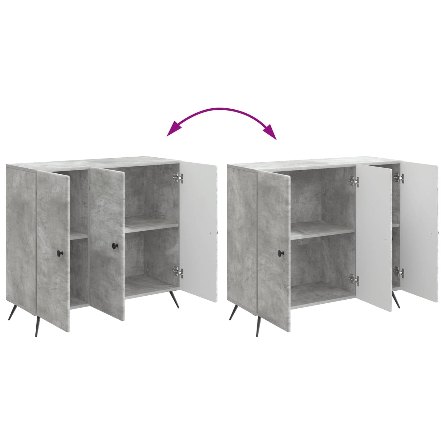 Sideboard Betonggrå 89 x 34,5 x 80 cm Konstruerat trä