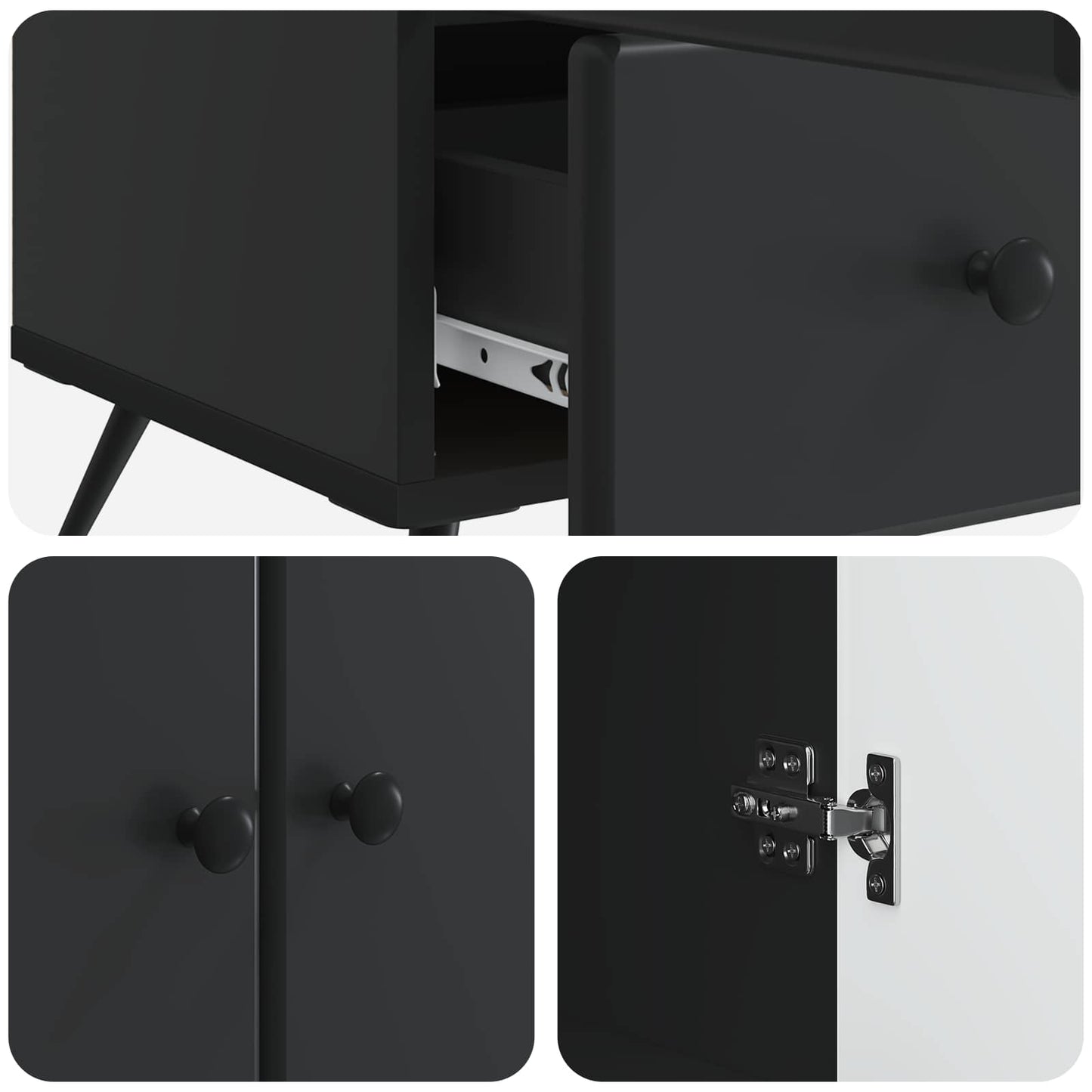 Sideboard med låda Svart 66 x 34,5 x 95 cm Konstruerat trä