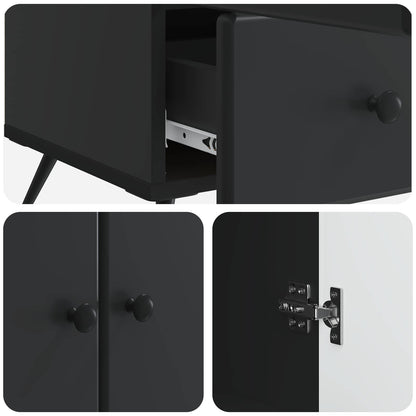 Sideboard med låda Svart 66 x 34,5 x 95 cm Konstruerat trä