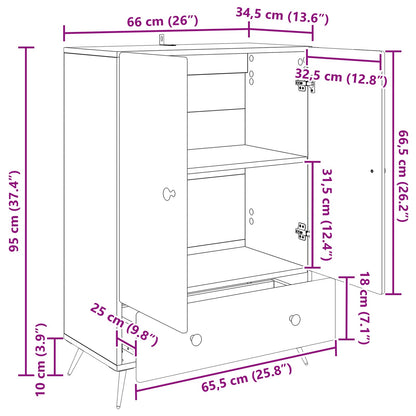 Sideboard med låda Svart 66 x 34,5 x 95 cm Konstruerat trä