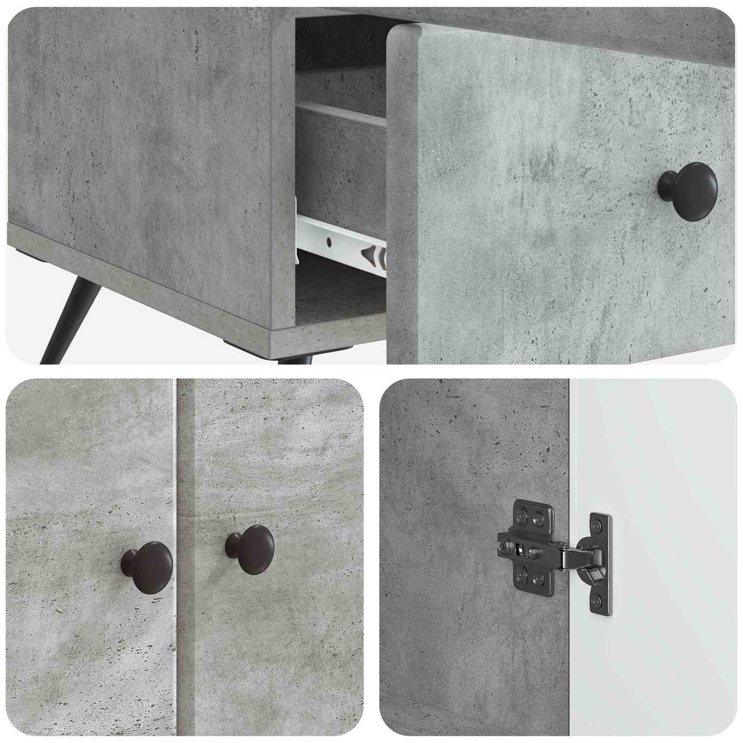 Sideboard med låda Betonggrå 66 x 34,5 x 95 cm Konstruerat trä