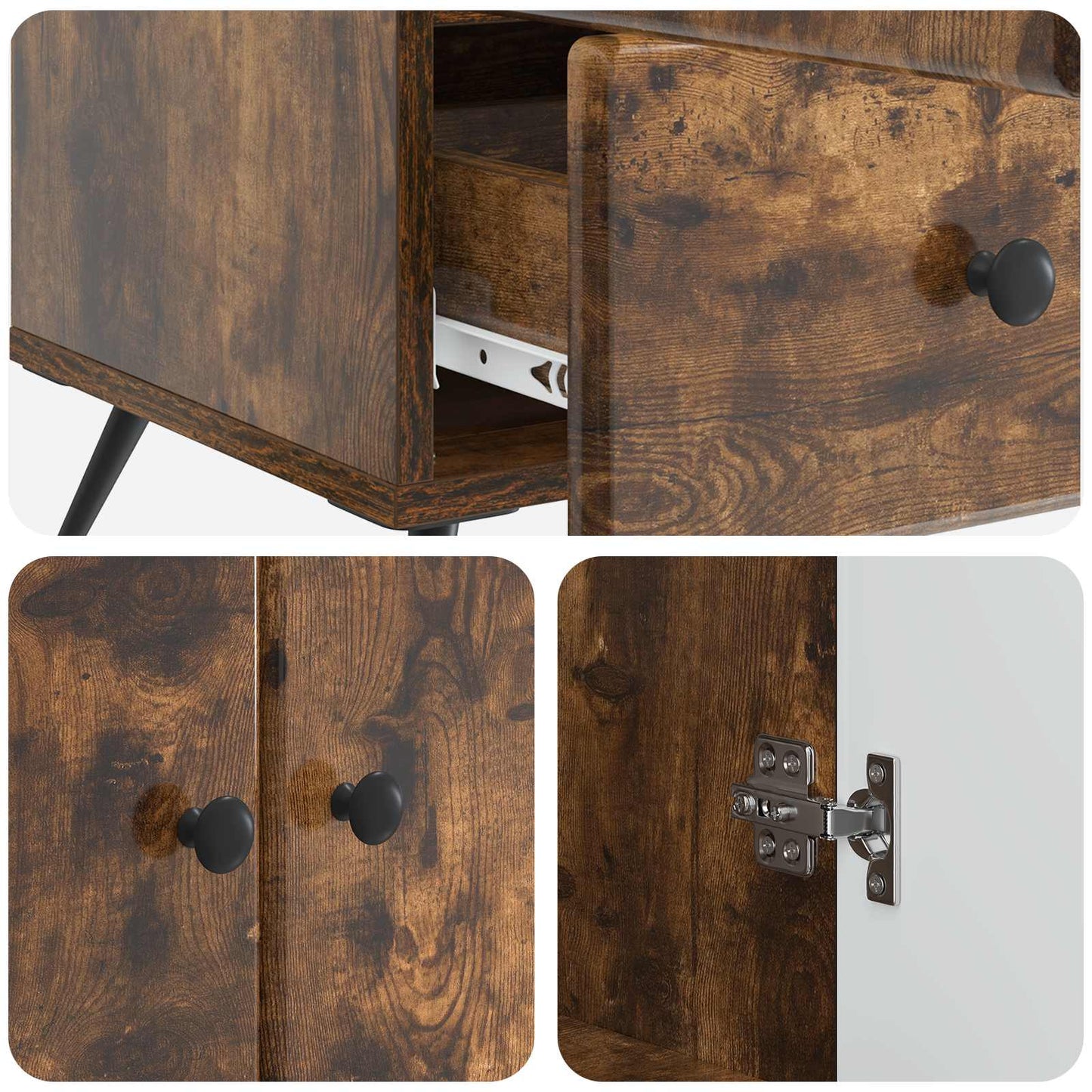 Sideboard med låda Rökt ek 66 x 34,5 x 95 cm Konstruerat trä
