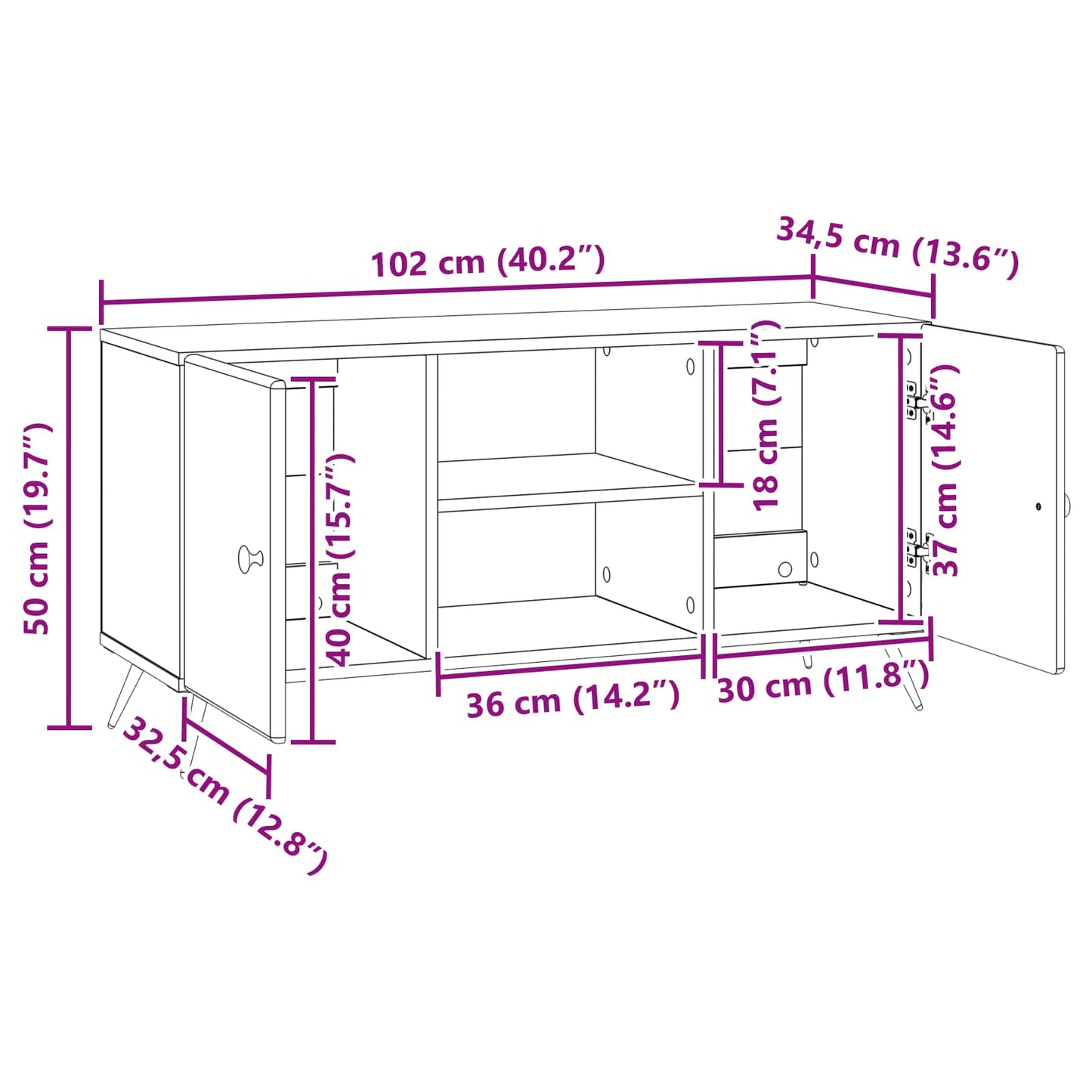 TV-skåp Vit högglans 102 x 34,5 x 50 cm Konstruerat trä