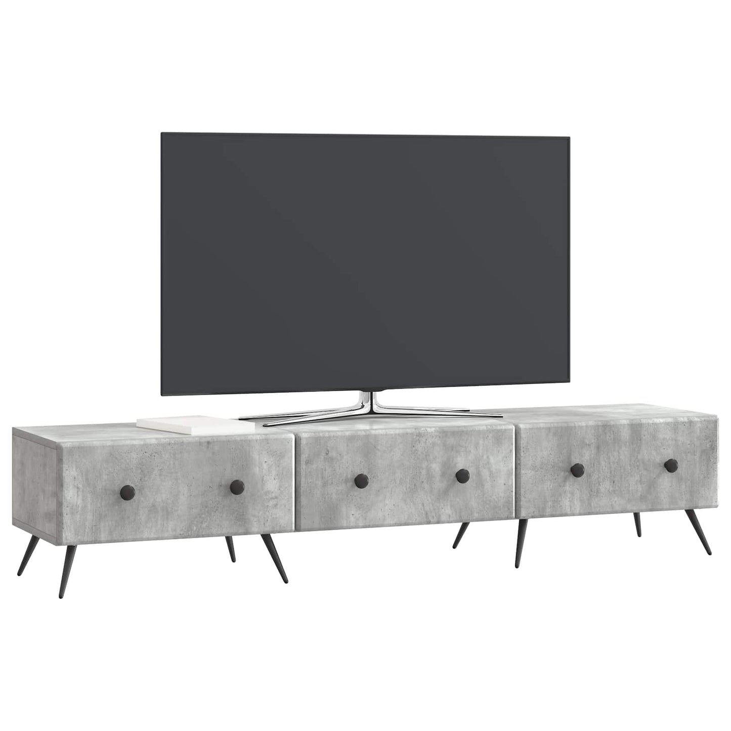 TV-skåp med låda Betonggrå 147 x 34,5 x 30 cm Konstruerat trä