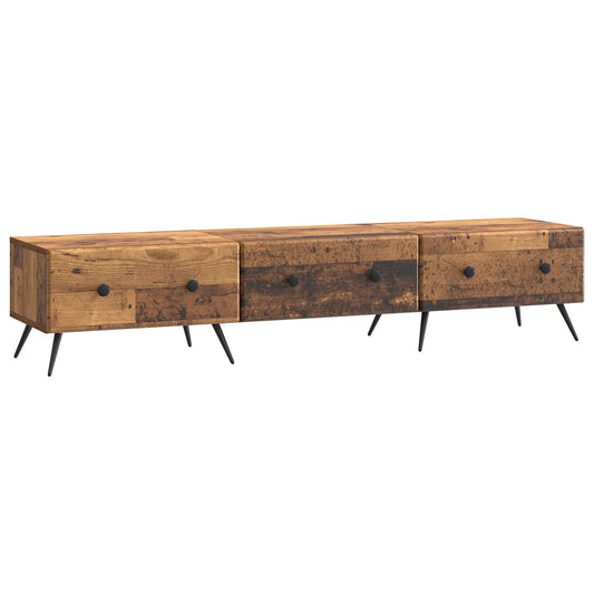 TV-skåp med låda Gammalt trä 147 x 34,5 x 30 cm Konstruerat trä