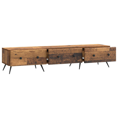 TV-skåp med låda Gammalt trä 147 x 34,5 x 30 cm Konstruerat trä