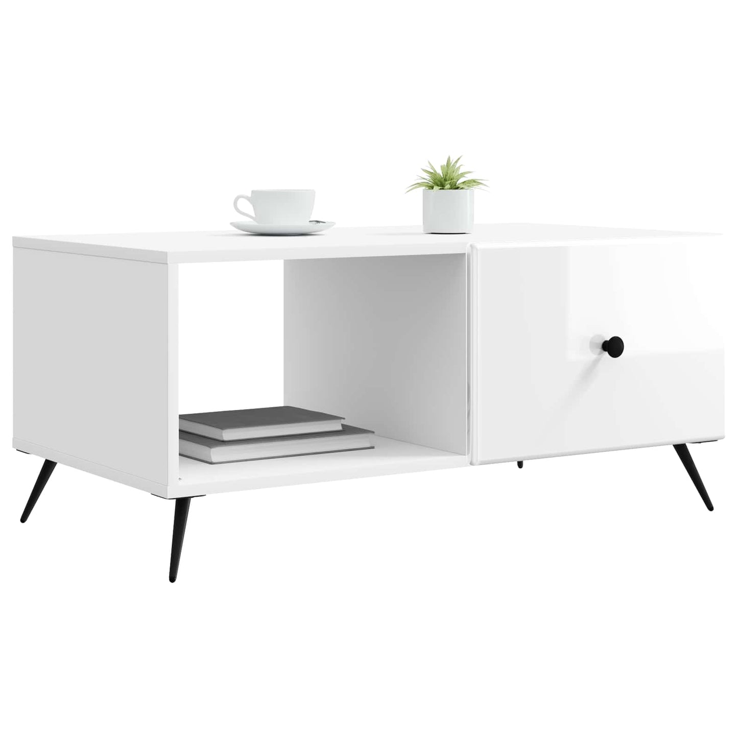 Kaffeebord Vit högglans 90 x 50 x 40 cm Konstruerat trä