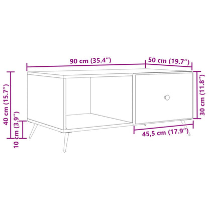 Kaffeebord Vit högglans 90 x 50 x 40 cm Konstruerat trä