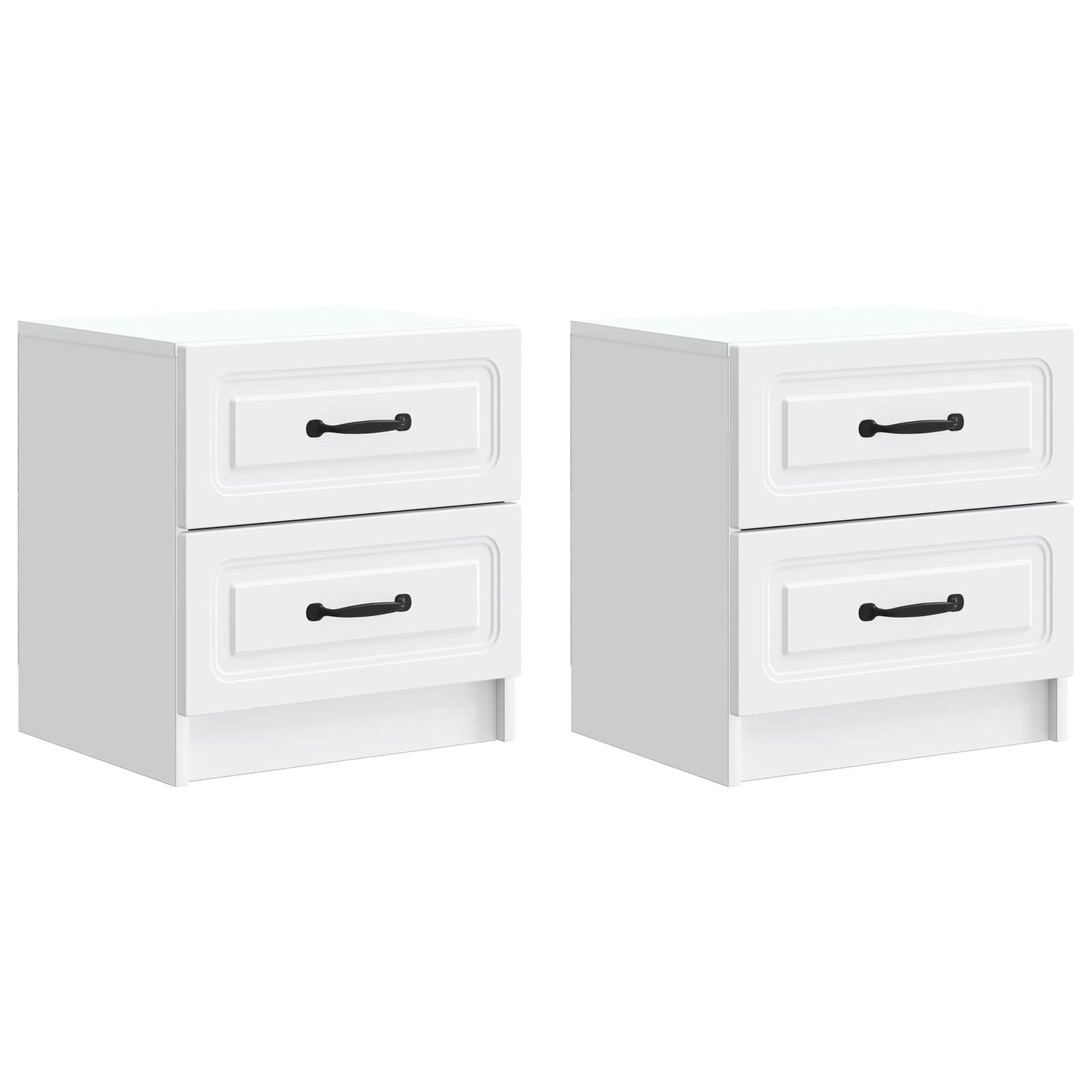 Nattduksbord 2 pcs Vit 43 x 34,5 x 44,5 cm Konstruerat trä