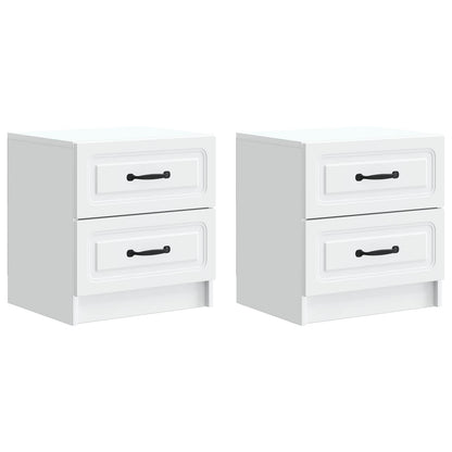 Nattduksbord 2 pcs Vit 43 x 34,5 x 44,5 cm Konstruerat trä