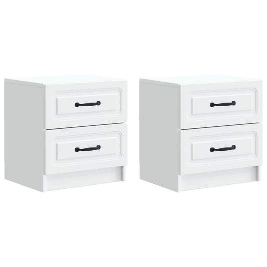 Nattduksbord 2 pcs Vit 43 x 34,5 x 44,5 cm Konstruerat trä