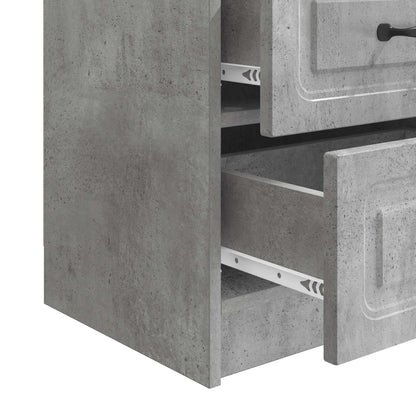 Nattduksbord med låda 2 pcs Betonggrå 43 x 34,5 x 44,5 cm