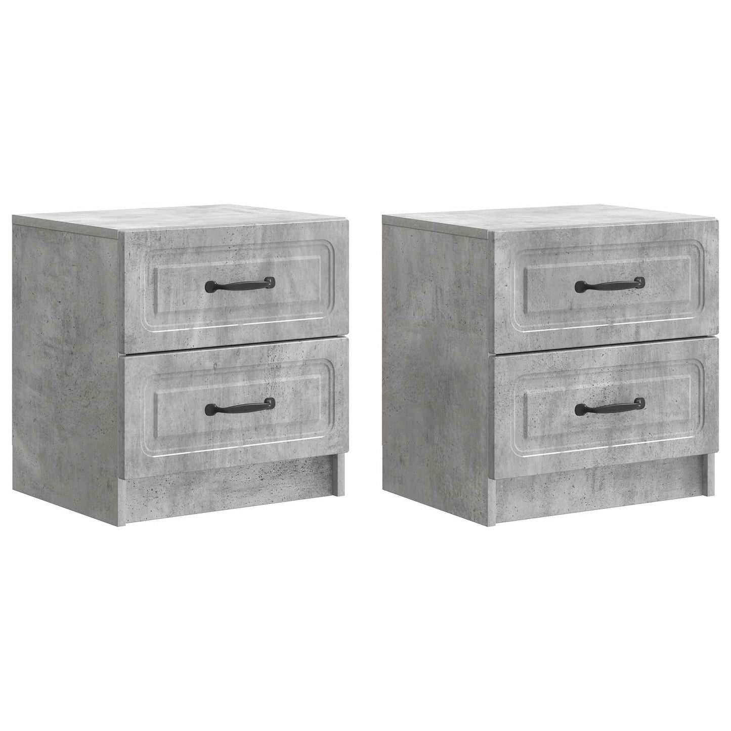 Nattduksbord med låda 2 pcs Betonggrå 43 x 34,5 x 44,5 cm