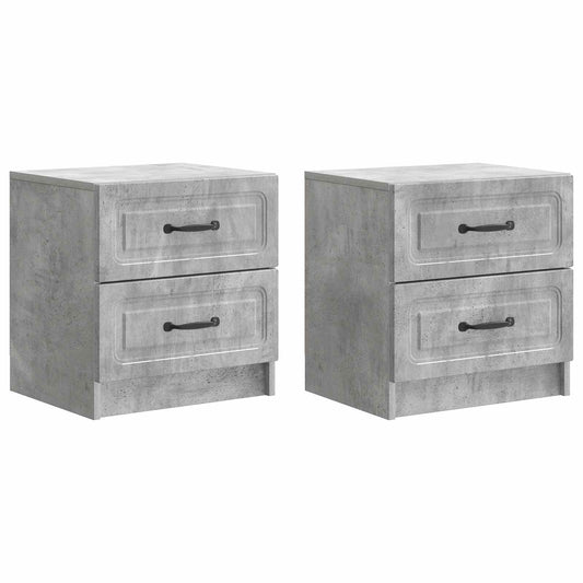 Nattduksbord med låda 2 pcs Betonggrå 43 x 34,5 x 44,5 cm