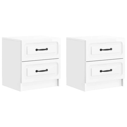 Nattduksbord med låda 2 pcs Vit högglans 43 x 34,5 x 44,5 cm