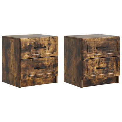 Nattduksbord 2 pcs Rökt ek 43 x 34,5 x 44,5 cm Konstruerat trä