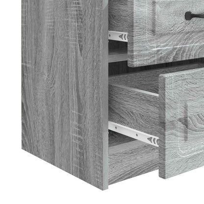 Nattduksbord med låda 2 pcs Grå sonoma-ek 43 x 34,5 x 44,5 cm