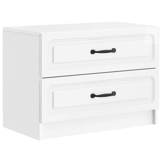 Nattduksbord Vit högglans 62 x 34,5 x 44,5 cm Konstruerat trä