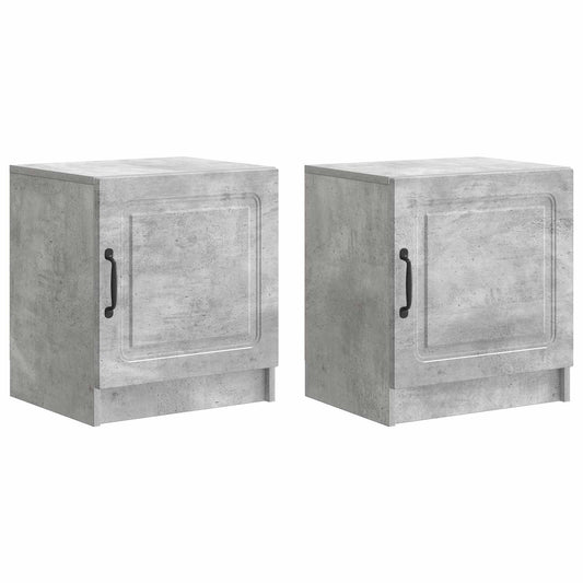 Nattduksbord 2 pcs Betonggrå 43 x 34,5 x 47 cm Konstruerat trä