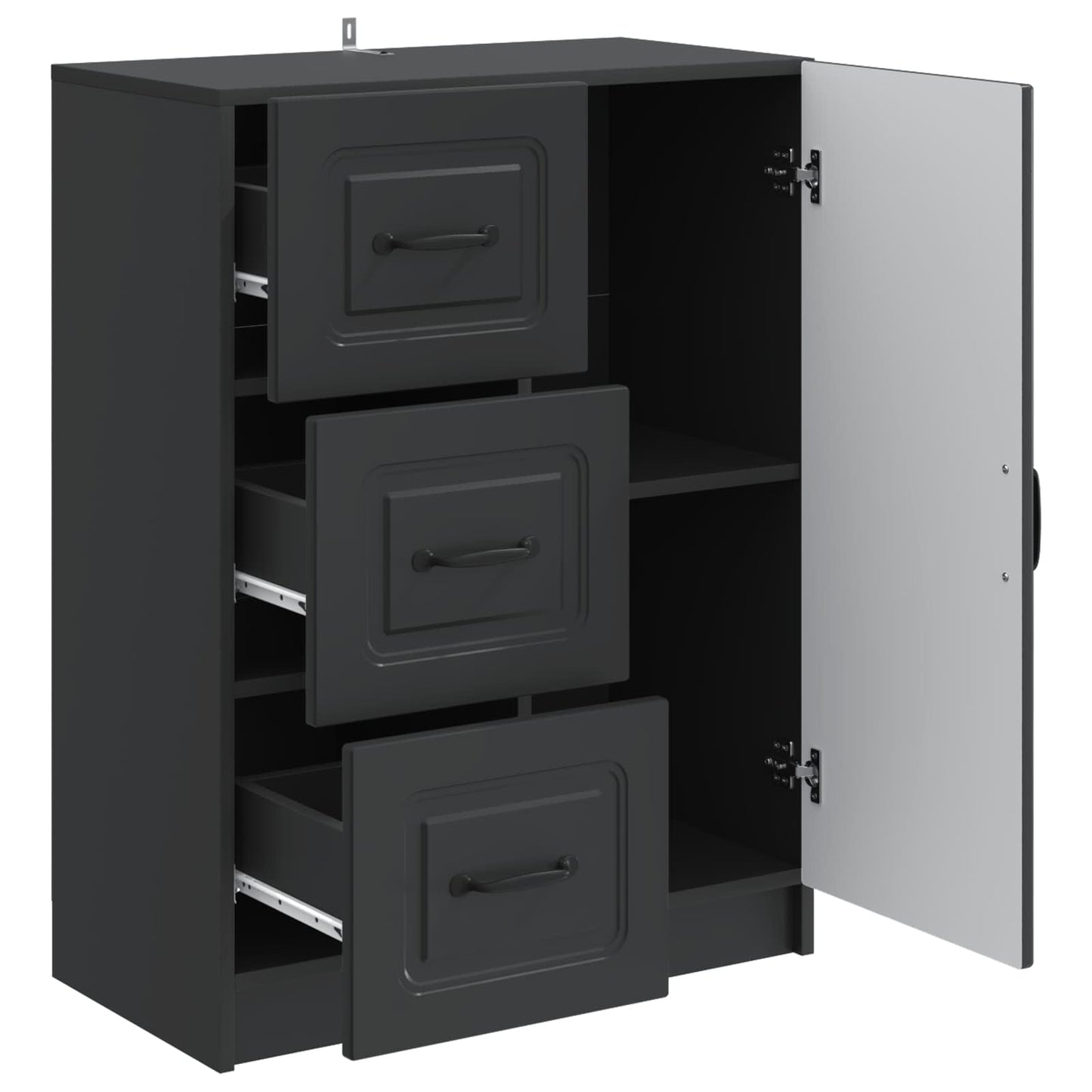 Sideboard med låda Svart 66 x 34,5 x 87 cm Konstruerat trä