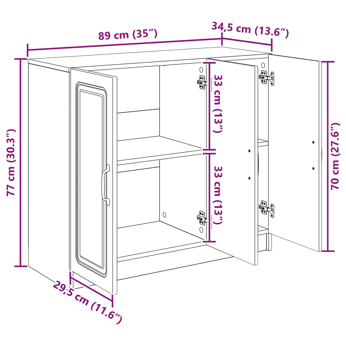 Sideboard Vit högglans 89 x 34,5 x 77 cm Konstruerat trä