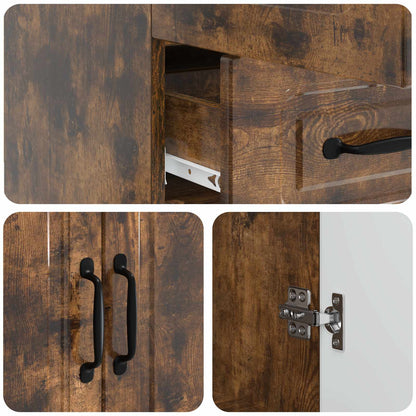 Sideboard med låda Rökt ek 66 x 34,5 x 92 cm Konstruerat trä