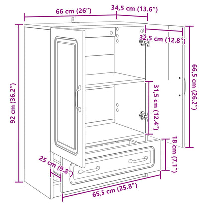 Sideboard med låda Rökt ek 66 x 34,5 x 92 cm Konstruerat trä