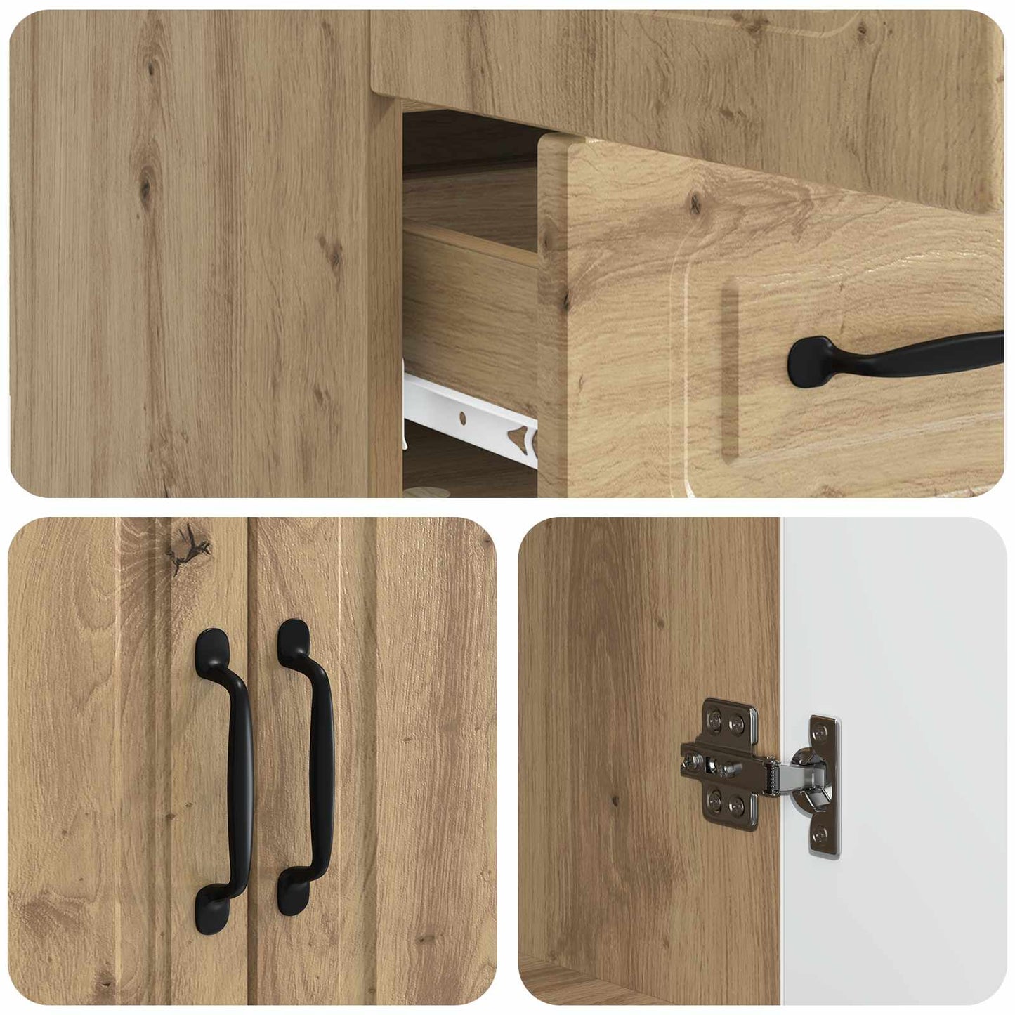 Sideboard med låda Artisan-ek 66 x 34,5 x 92 cm Konstruerat trä
