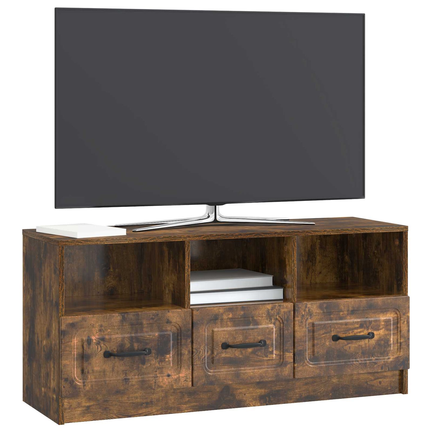 TV-skåp med låda Rökt ek 102 x 34,5 x 47 cm Konstruerat trä