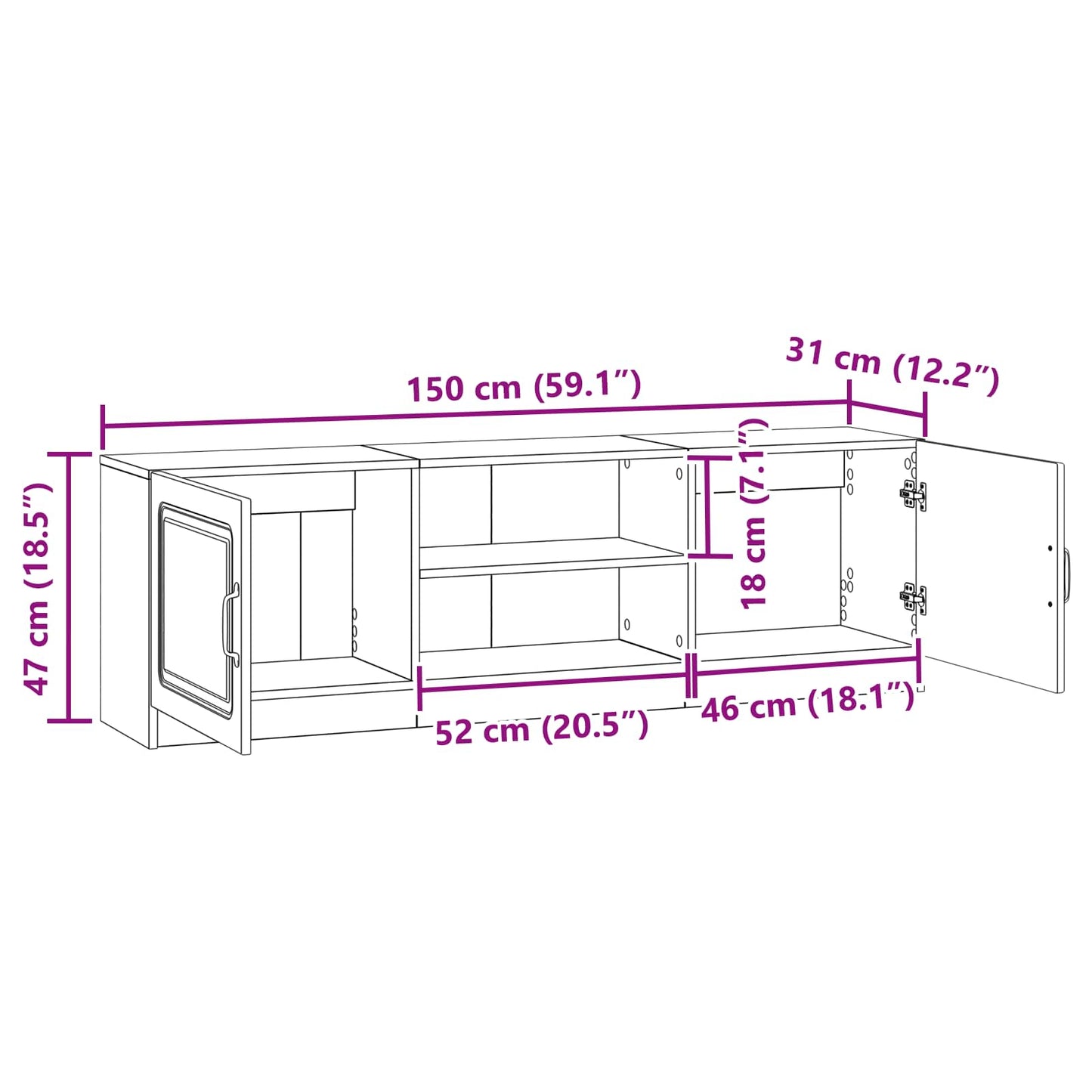 TV-skåp Vit högglans 150 x 31 x 47 cm Konstruerat trä