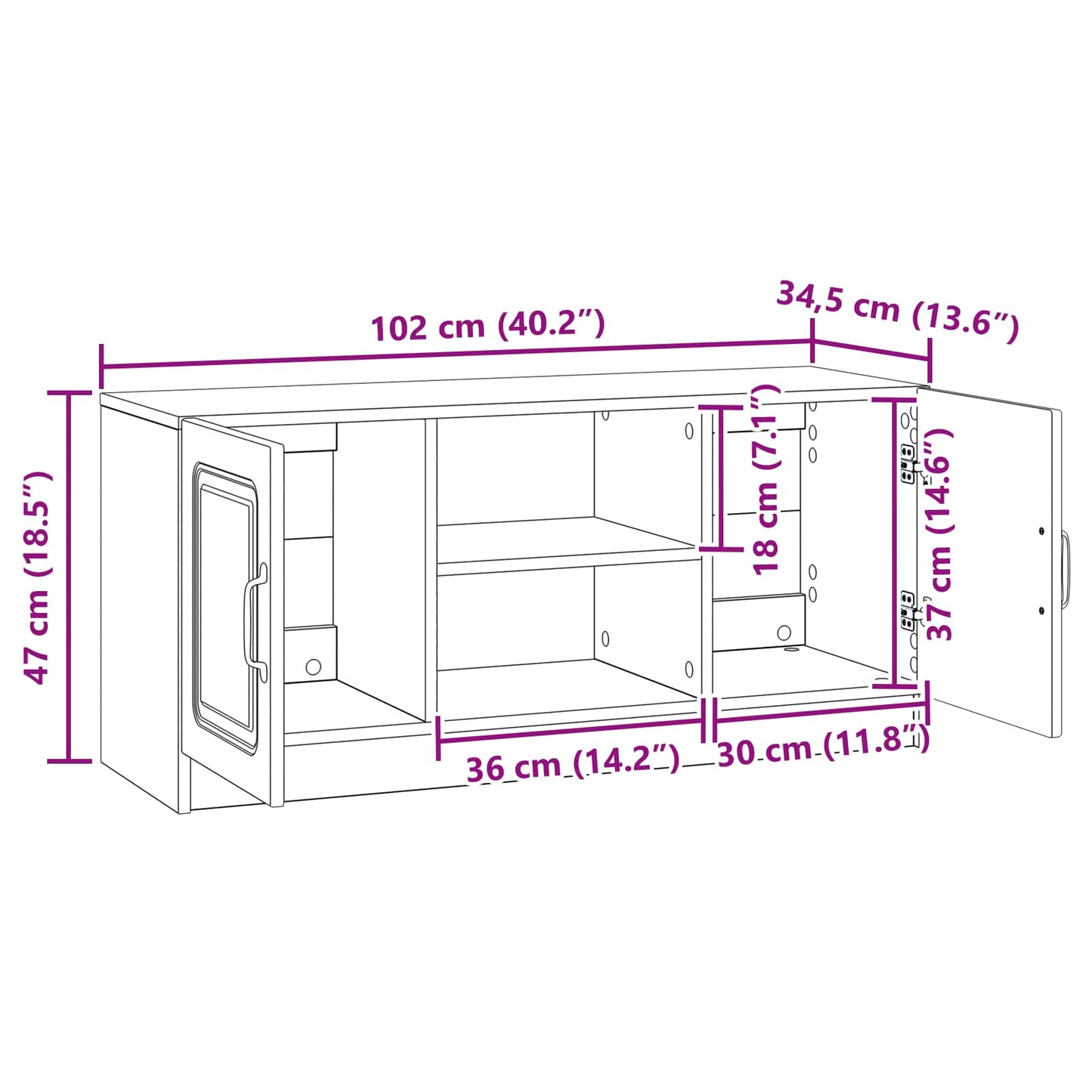 TV-skåp Svart 102 x 34,5 x 47 cm Konstruerat trä