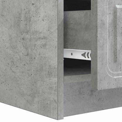 TV-skåp med låda Betonggrå 147 x 34,5 x 27 cm Konstruerat trä