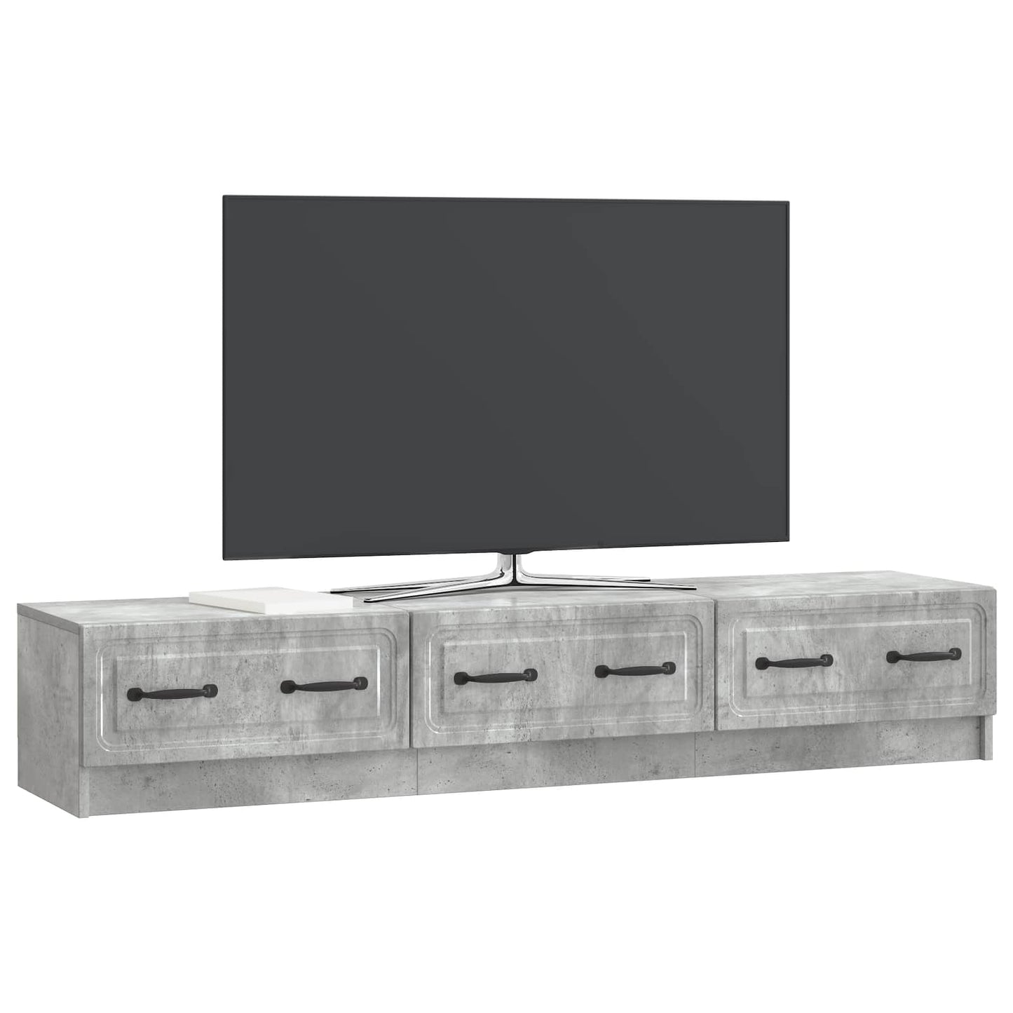 TV-skåp med låda Betonggrå 147 x 34,5 x 27 cm Konstruerat trä