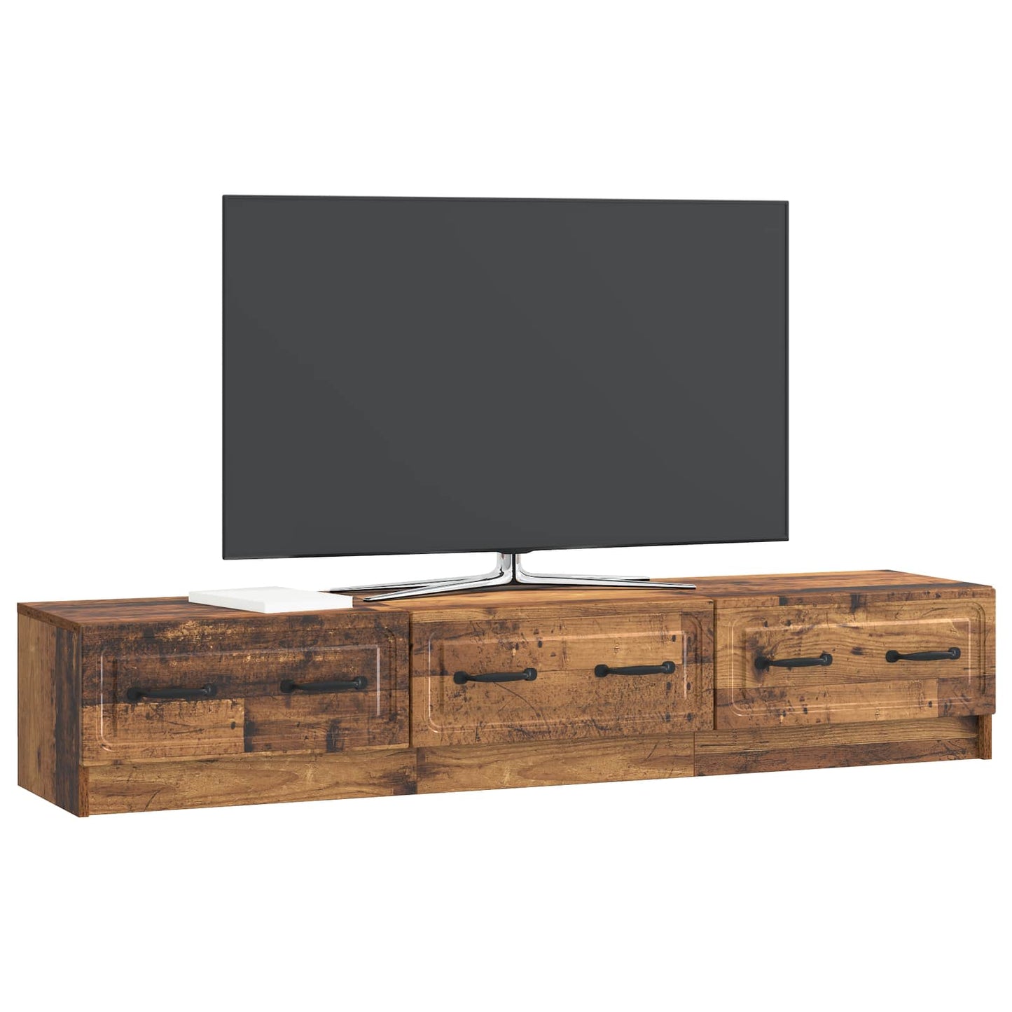 TV-skåp med låda Gammalt trä 147 x 34,5 x 27 cm Konstruerat trä