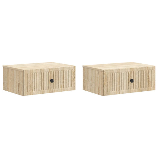 Nattduksbord 2 pcs Sonoma-ek 49 x 34,5 x 20 cm Konstruerat trä